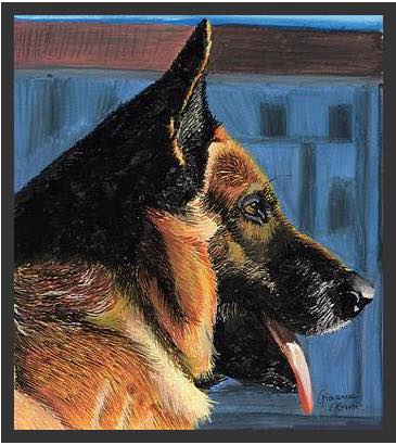 Pastore tedesco - Tempera su cartoncino
30x30 cm
Collezione privata -  Milano