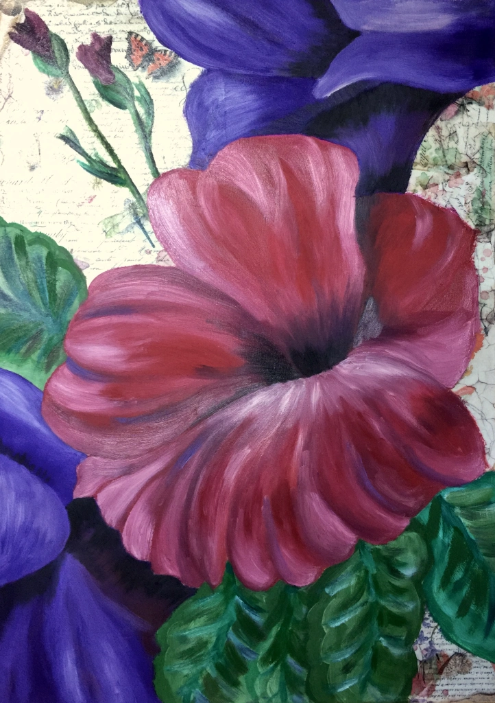 Ibiscus - Tela 50x70 cm
tecnica mista olio/acrilici
Delicato e resistente, colorato. Rimanda a terre lontane, ispira e intriga con la sua materia setosa.
