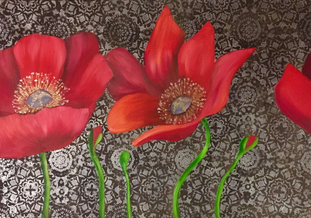 Fiori rossi - Tela 50x70 cm
tecnica mista olio/acrilici
Di consistenza diversa, di tonalità differente, sbocciati o non, comunicano forza e passionalità.