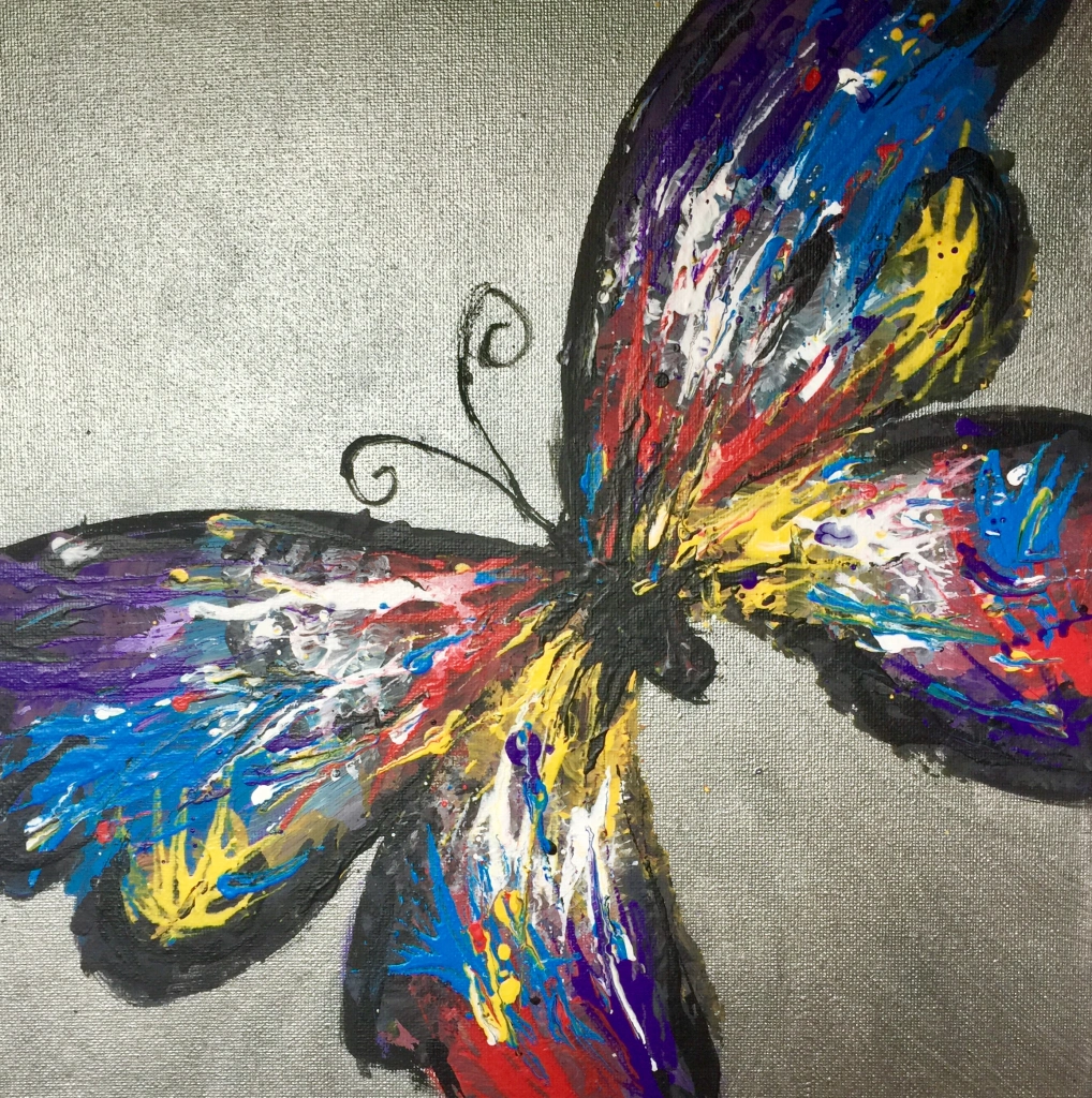 Psyché- Tela 30x30 cm
Acrilico su tela
Collezione privata, Milano

La farfalla, simbolo dell'anima secondo i greci, raffigurazione degli angeli nel medioevo, portatrice di sogni per gli indiani d'America, fissata in un volo perpetuo.
