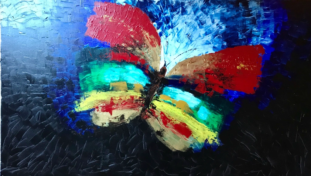 La farfalla - La trasformazione - Tela 70x120 cm Acrilici 