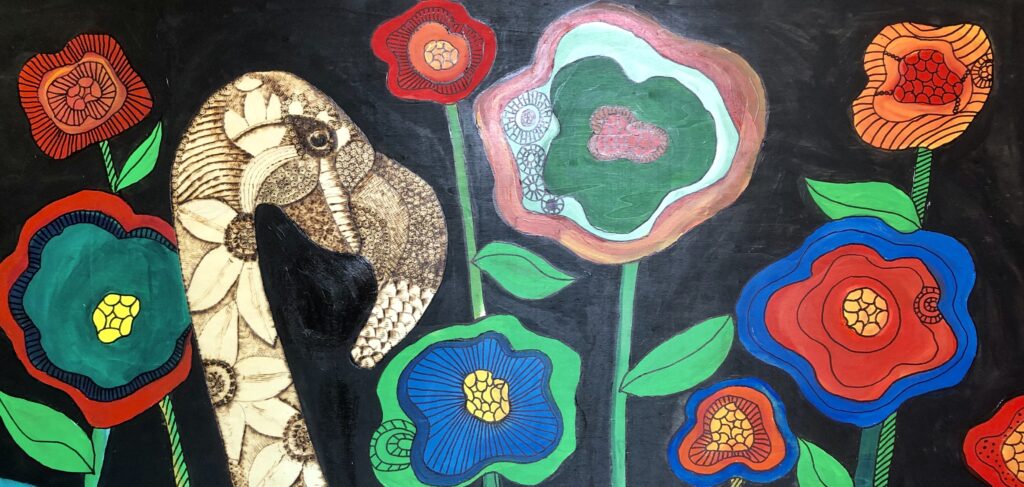 L'Equilibrio - Legno 50x105 cm
Pirografo e acrilici 